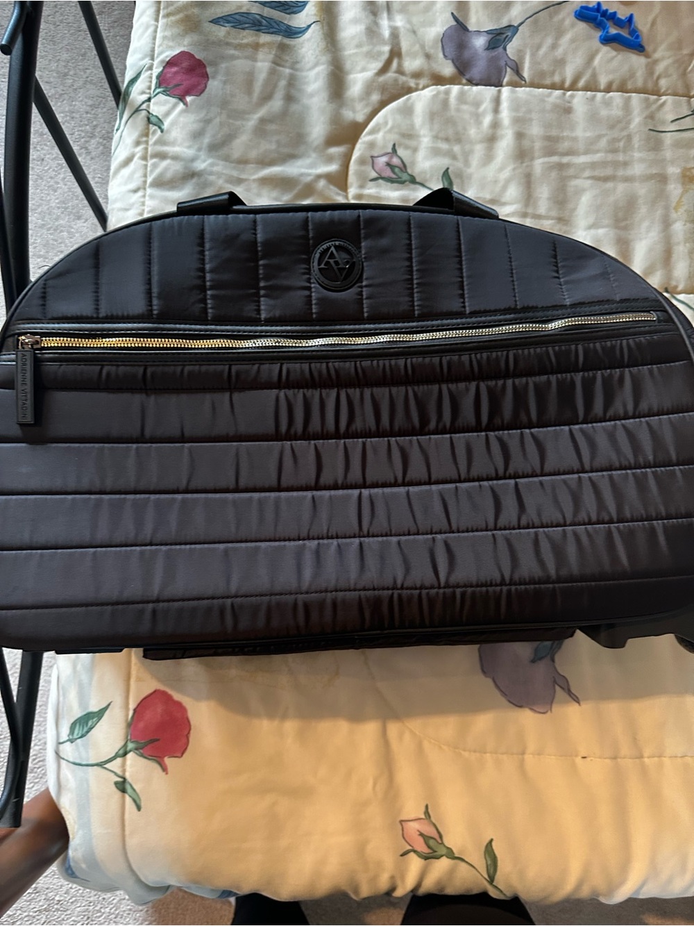 Quilted Black Travel Duffel Bag